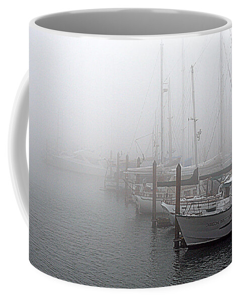 Landscape Coffee Mug featuring the photograph Foggy Morning in Charleston Harbor by AJ Schibig