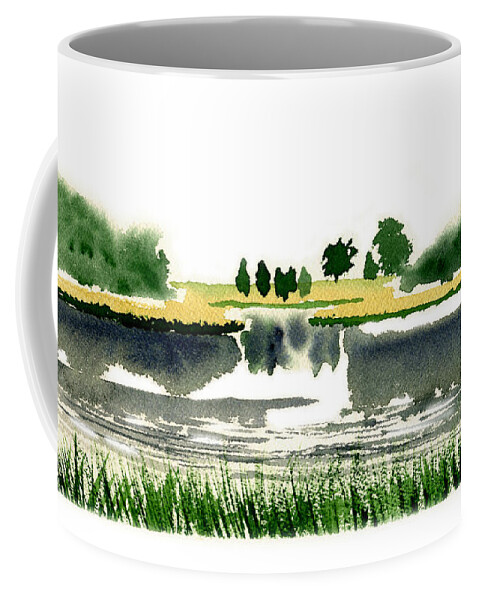 Fog Coffee Mug featuring the painting Foggy Salt Marsh Cape Cod by Paul Gaj