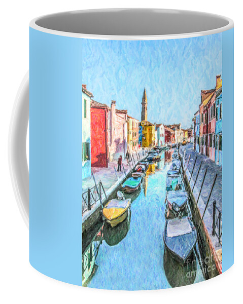 Burano Coffee Mug featuring the digital art Fondamenta della Pescheria by Liz Leyden