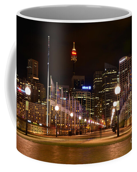 Photography Coffee Mug featuring the photograph Foot Bridge by Night by Kaye Menner