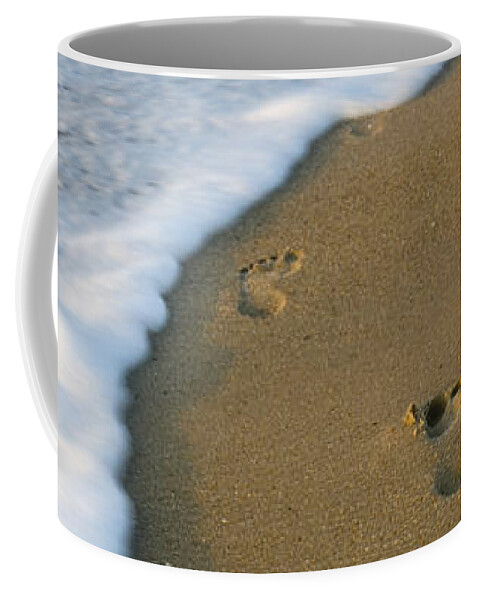  Atlantic Ocean Coffee Mug featuring the photograph Foot Prints in the Sand by Crystal Wightman