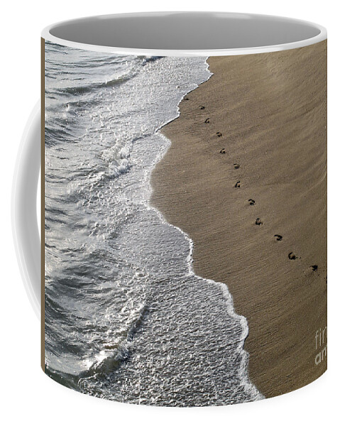 Sand Coffee Mug featuring the photograph Footprints by Kelly Holm
