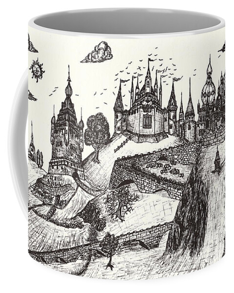 Castle Coffee Mug featuring the drawing For Grandma by Peter Ogden