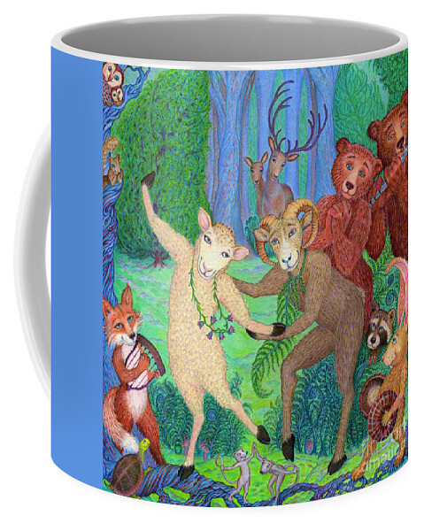 Enchanted Coffee Mug featuring the drawing Forest Dance by Debra Hitchcock