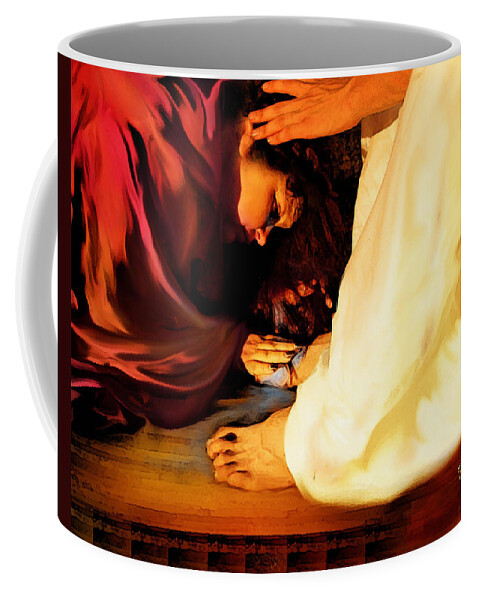 Forgiven Coffee Mug featuring the mixed media Forgiven by Jennifer Page