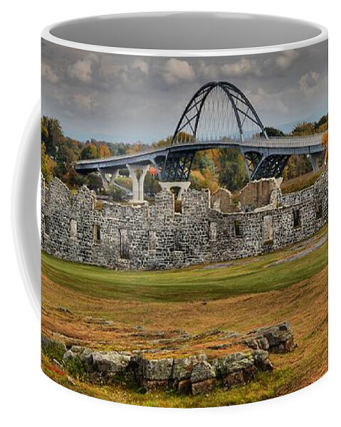 Fort Saint-frédéric Coffee Mug featuring the photograph Fort Crown Point Panorama by Adam Jewell