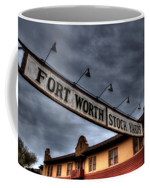 Fort Worth Stockyards Coffee Mug featuring the photograph Fort Worth Stockyards Welcome by Jonathan Davison