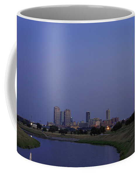 Fort Worth Coffee Mug featuring the photograph Fort Worth Sunset Skyline by Jonathan Davison