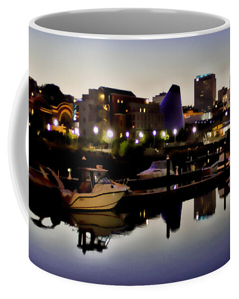 Foss Waterway Coffee Mug featuring the photograph Foss Waterway at night by Ron Roberts