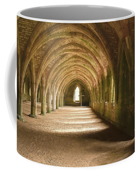 Travel Coffee Mug featuring the photograph Fountain's Abbey Cellarium by Elvis Vaughn