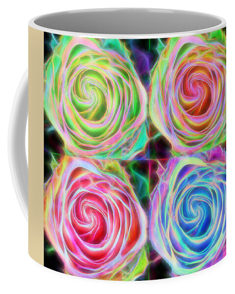 Four Coffee Mug featuring the photograph Four Colorful Electrify Roses by James BO Insogna
