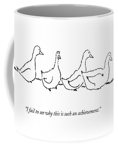 Four Ducks Stand In A Row Coffee Mug