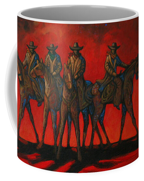 Contemporary Coffee Mug featuring the painting Four On The Hill by Lance Headlee