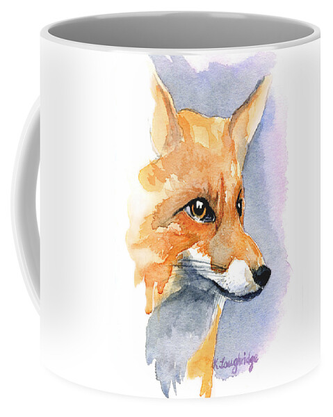 Foxy Coffee Mug featuring the painting Foxy by Karen Loughridge KLArt