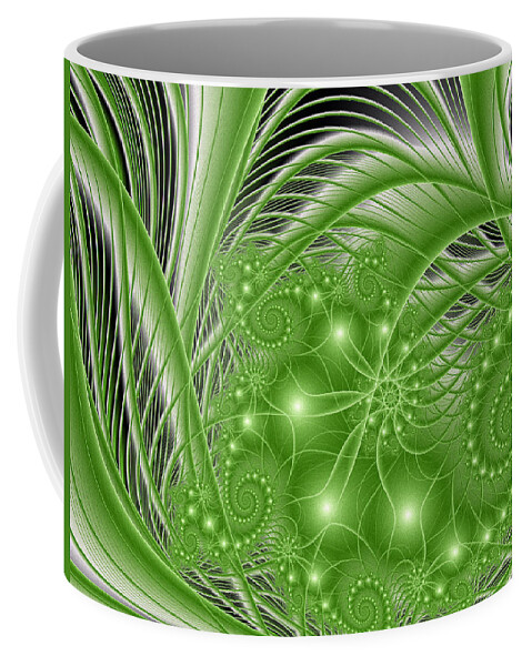 Abstract Coffee Mug featuring the digital art Fractal Abstract Green Nature by Gabiw Art
