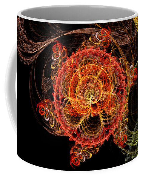 Abstract Coffee Mug featuring the digital art Fractal - Abstract - Mardi gras molecule by Mike Savad
