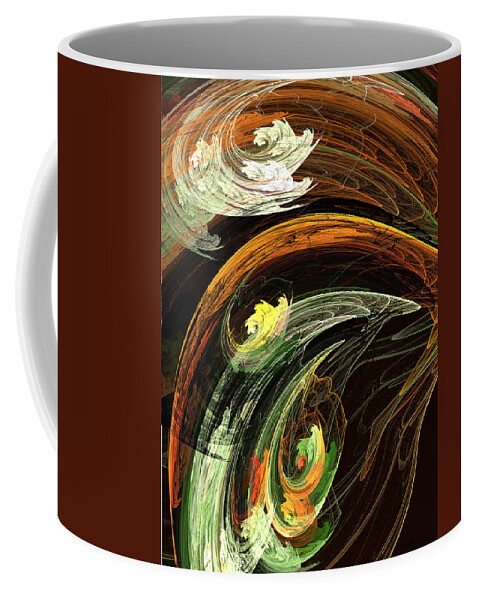 Autumn Coffee Mug featuring the digital art Fractal - Autumn Leaves Swirling Wind by Susan Savad