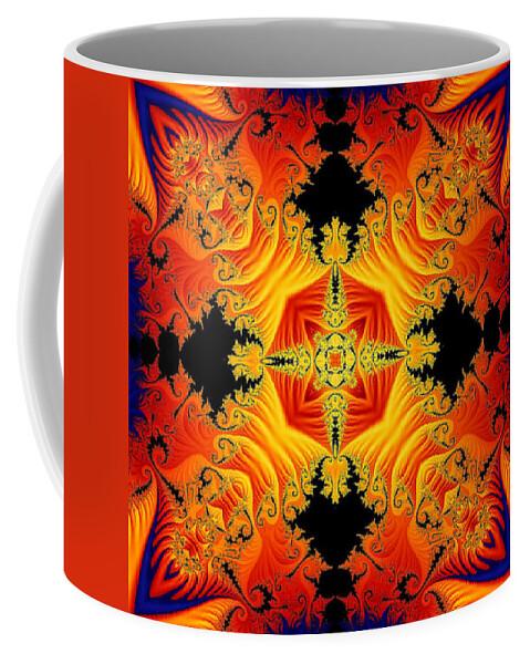 Kaleidoscope Coffee Mug featuring the digital art Fractal Flames No 1 by Charmaine Zoe