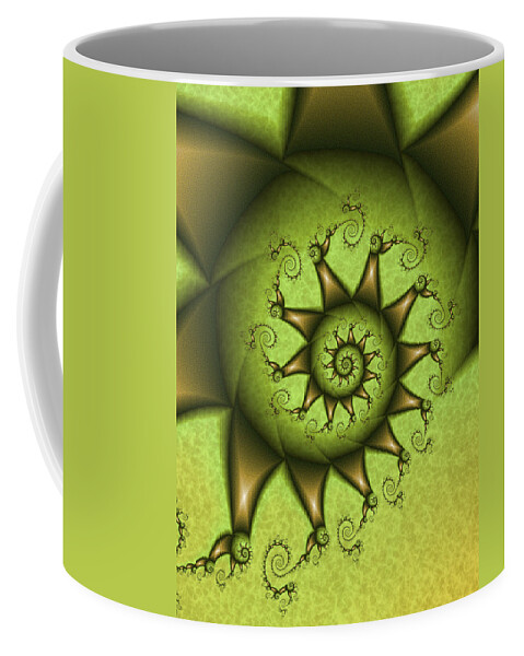 Fractal Coffee Mug featuring the digital art Fractal Green Snail Houses by Gabiw Art