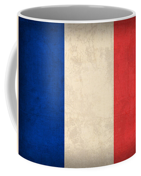 France Flag Paris Marseilles French Europe Coffee Mug featuring the mixed media France Flag Distressed Vintage Finish by Design Turnpike