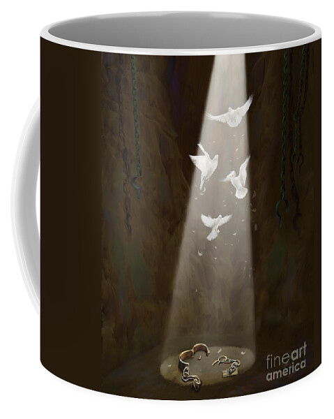 Prophetic Art Coffee Mug featuring the painting Freedom by Tamer and Cindy Elsharouni