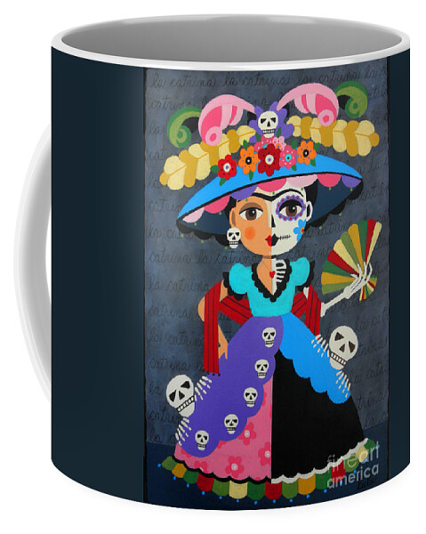 Frida Coffee Mug featuring the painting Frida Kahlo La Catrina by Andree Chevrier