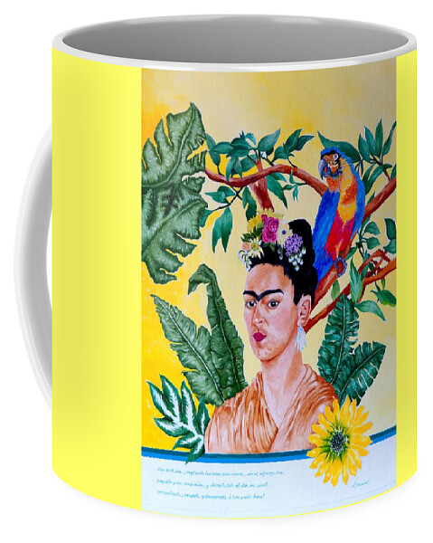 Portrait Coffee Mug featuring the painting Frida Kahlo by Thomas Gronowski