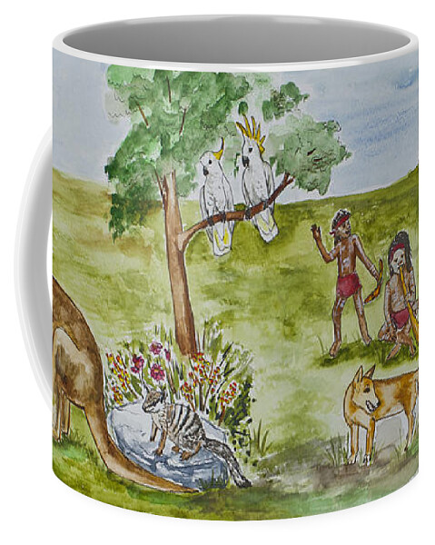 Australia Coffee Mug featuring the painting Friends Down Under by Janis Lee Colon