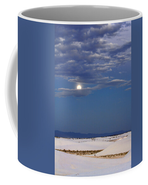 White Sands Coffee Mug featuring the photograph Full Moon at White Sands by Diana Powell