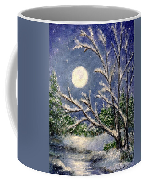 Winter Landscape Coffee Mug featuring the painting Full Snow Moon by Sandra Estes