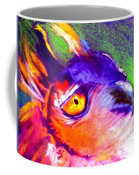 Art Coffee Mug featuring the painting Funky European Eagle Owl Art Print by Sue Jacobi