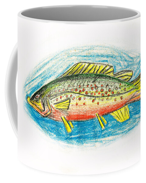 Trout Coffee Mug featuring the mixed media Funky Trout by Art MacKay