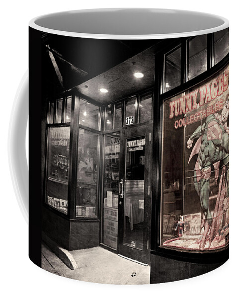 Film Noir Coffee Mug featuring the photograph Funny Pages by Theresa Tahara
