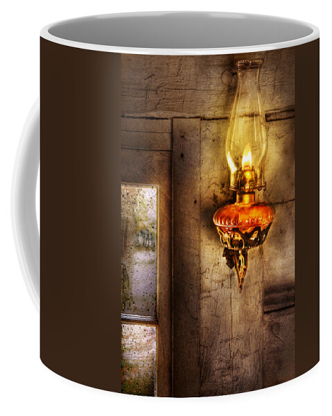 Savad Coffee Mug featuring the photograph Furniture - Lamp - Kerosene Lamp by Mike Savad