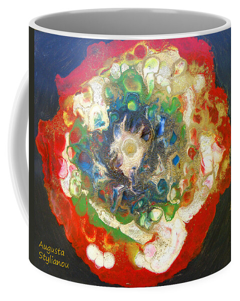 Augusta Stylianou Coffee Mug featuring the painting Galaxy with Solar Systems by Augusta Stylianou