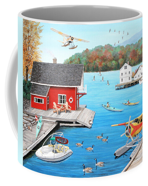 Naive Coffee Mug featuring the painting Galloping Goose Lake by Wilfrido Limvalencia