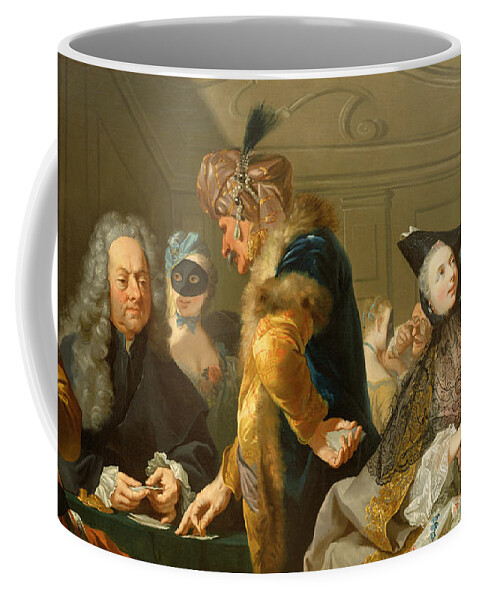 Male Coffee Mug featuring the painting Gamblers in the Foyer by Johann Heinrich Tischbein