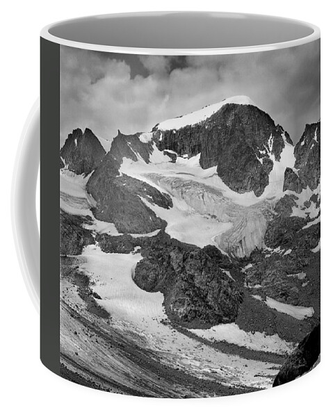 Gannett Peak Coffee Mug featuring the photograph 509427-BW-Gannett Peak and Gooseneck Glacier, Wind Rivers by Ed Cooper Photography