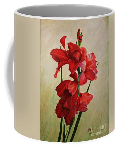 Garden Coffee Mug featuring the painting Garden Gladiolas by Jimmie Bartlett