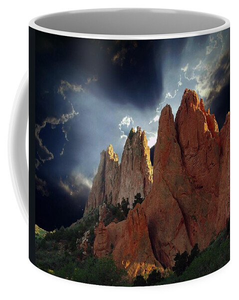 Colorado Springs Coffee Mug featuring the photograph Garden Megaliths with Dramatic Sky by John Hoffman