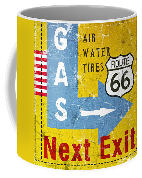 Route 66 Coffee Mug featuring the painting Gas Next Exit- Route 66 by Linda Woods
