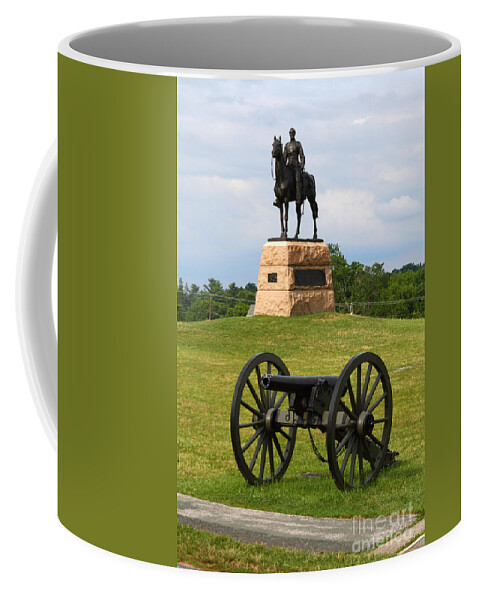 Gettysburg Battlefield Coffee Mug featuring the photograph General Meade Monument and Cannon by James Brunker