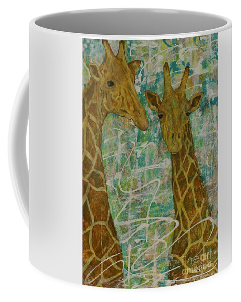 Giraffe Coffee Mug featuring the painting Gentle Giants by Jane Chesnut