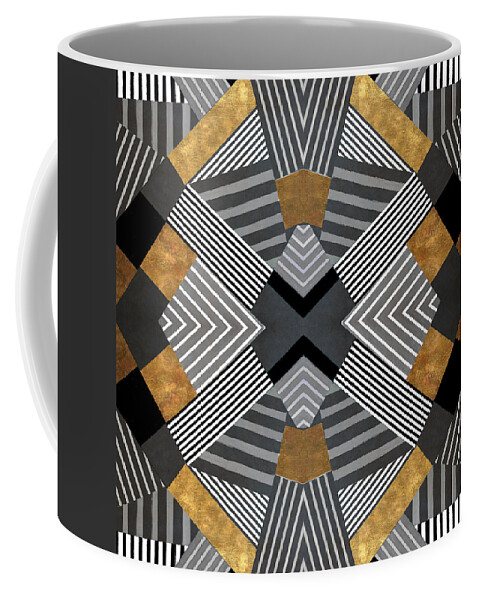 Geo Coffee Mug featuring the painting Geo Stripes In Gold and Black I by Lanie Loreth