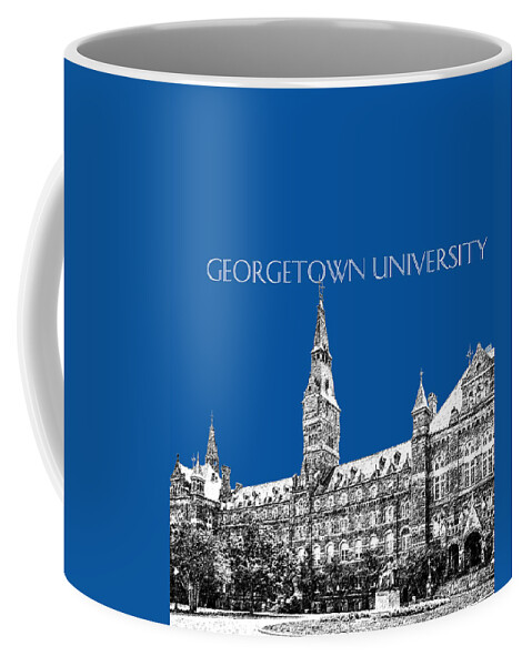 University Coffee Mug featuring the digital art Georgetown University - Royal Blue by DB Artist