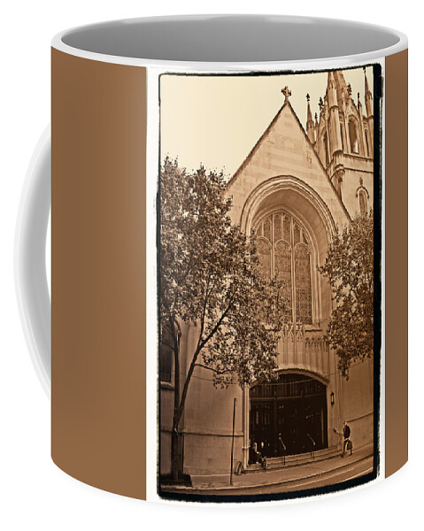 New York Coffee Mug featuring the photograph Get Me To The Church by Donna Blackhall