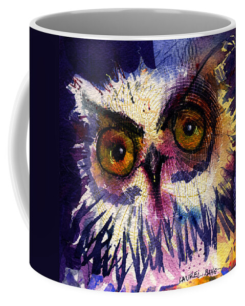 Owl Coffee Mug featuring the painting Get Over It by Laurel Bahe