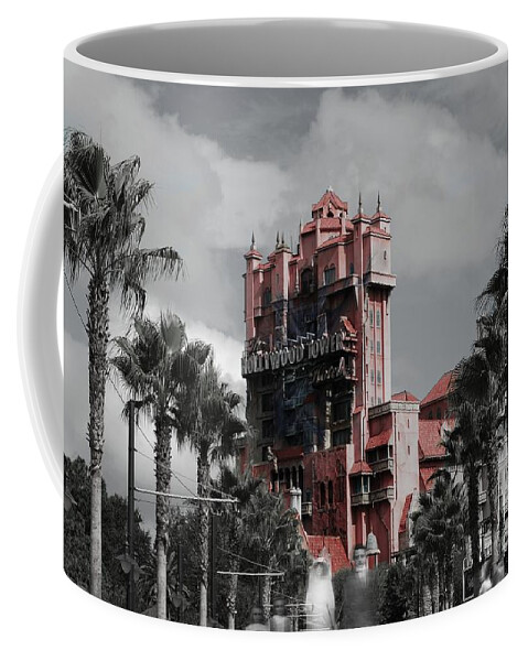 Ghost Coffee Mug featuring the mixed media Ghostly at the Tower by Eric Liller