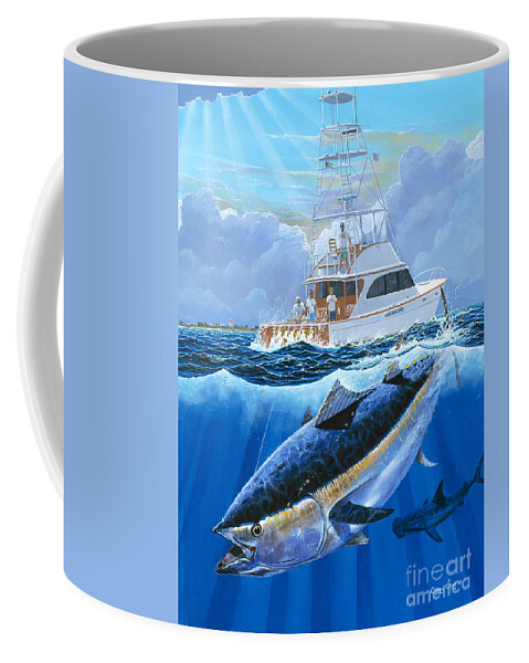 Bluefin Tuna Coffee Mug featuring the painting Giant Bluefin Off00130 by Carey Chen