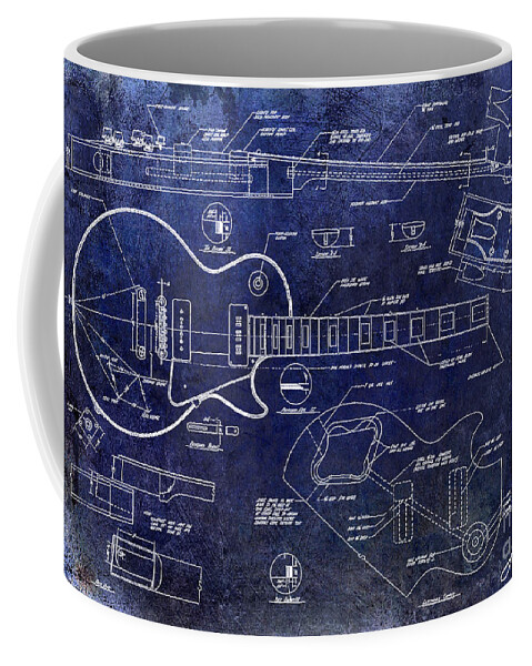 Les Paul Blueprint Coffee Mug featuring the drawing Gibson Les Paul Blueprint by Jon Neidert